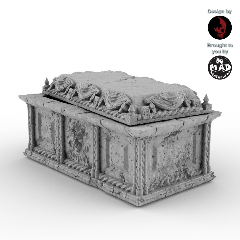 Stone casket with removable lid for 32mm fantasy terrain or dungeons