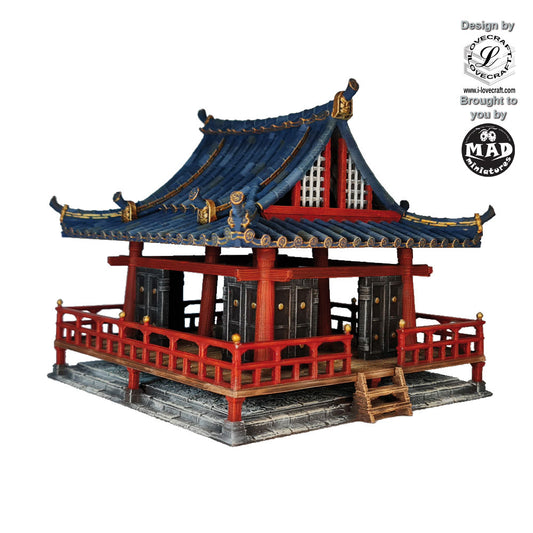 Buddha Temple miniature terrain building for Nippon Saga by Mad Miniatures and Iain Lovecraft