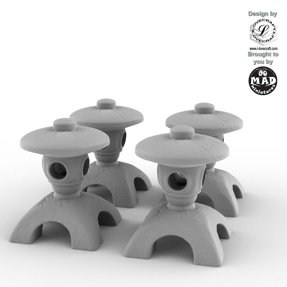 Zen Lanterns from Nippon Saga by Iain Lovecraft – tabletop garden terrain set of 4.