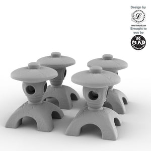 Zen Lanterns from Nippon Saga by Iain Lovecraft – tabletop garden terrain set of 4.