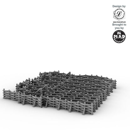 Bamboo wattle fence set with 27 detailed pieces for Nippon Saga terrain by Mad Miniatures and Iain Lovecraft
