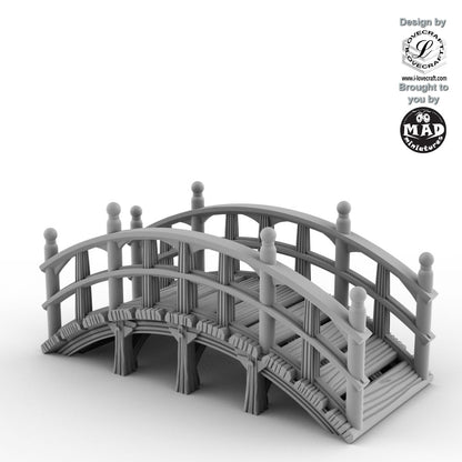 Traditional Japanese-style Guzei bridge terrain piece for Nippon Saga in 28mm scale from Mad Miniatures