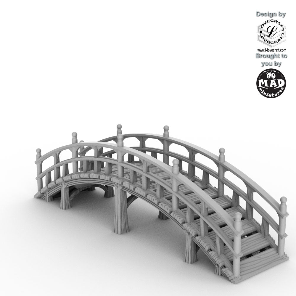 Large Guzei Bridge terrain piece from Nippon Saga, designed by Iain Lovecraft and made by Mad Miniatures.