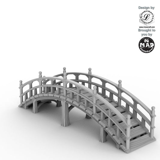 Large Guzei Bridge terrain piece from Nippon Saga, designed by Iain Lovecraft and made by Mad Miniatures.