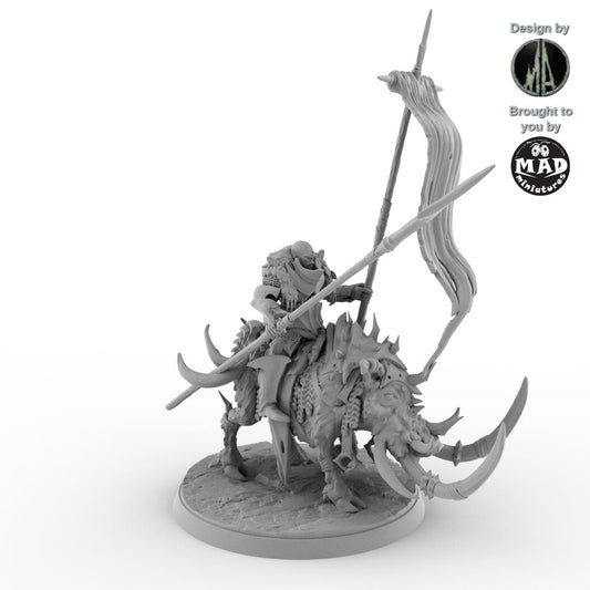 Set of six Orc Riders mounted on Dire Boars with 50 mm bases by Mad Miniatures