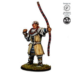 32 mm Ikko Ikki Monk Archer miniature drawing a bow, in robes and armour – Nippon Saga model by Mad Miniatures.