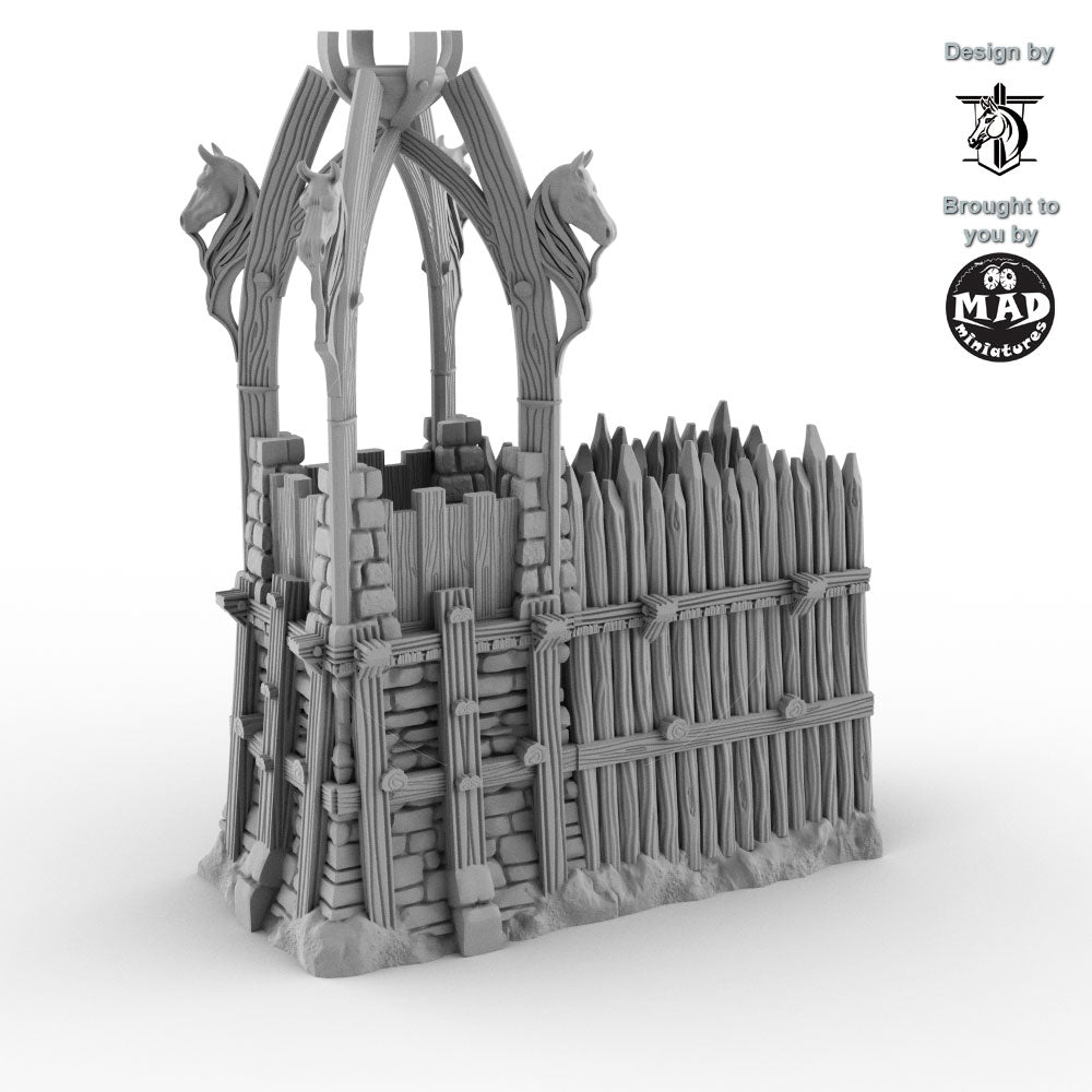 3D printed left end tower for wooden fantasy fortification wall