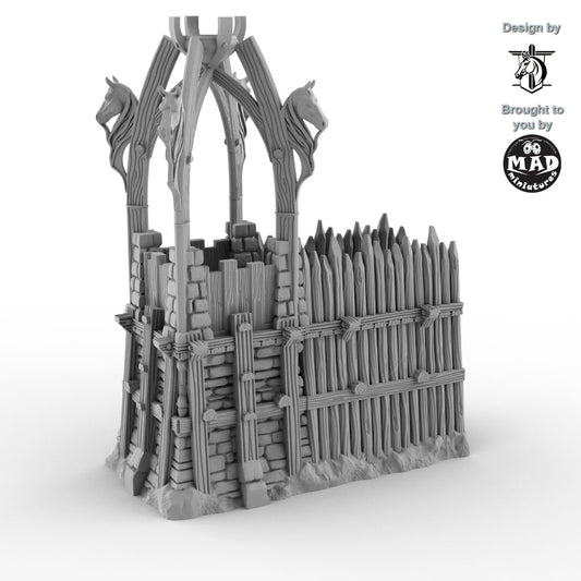 3D printed left end tower for wooden fantasy fortification wall